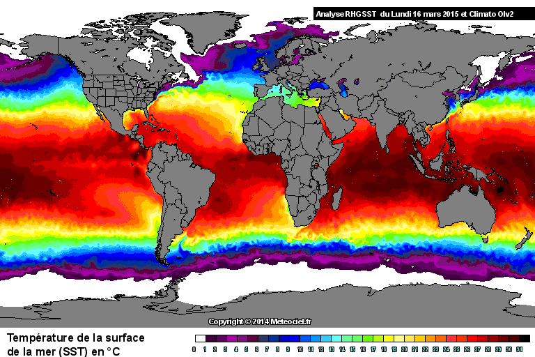 Température de la mer (SST) dans le monde